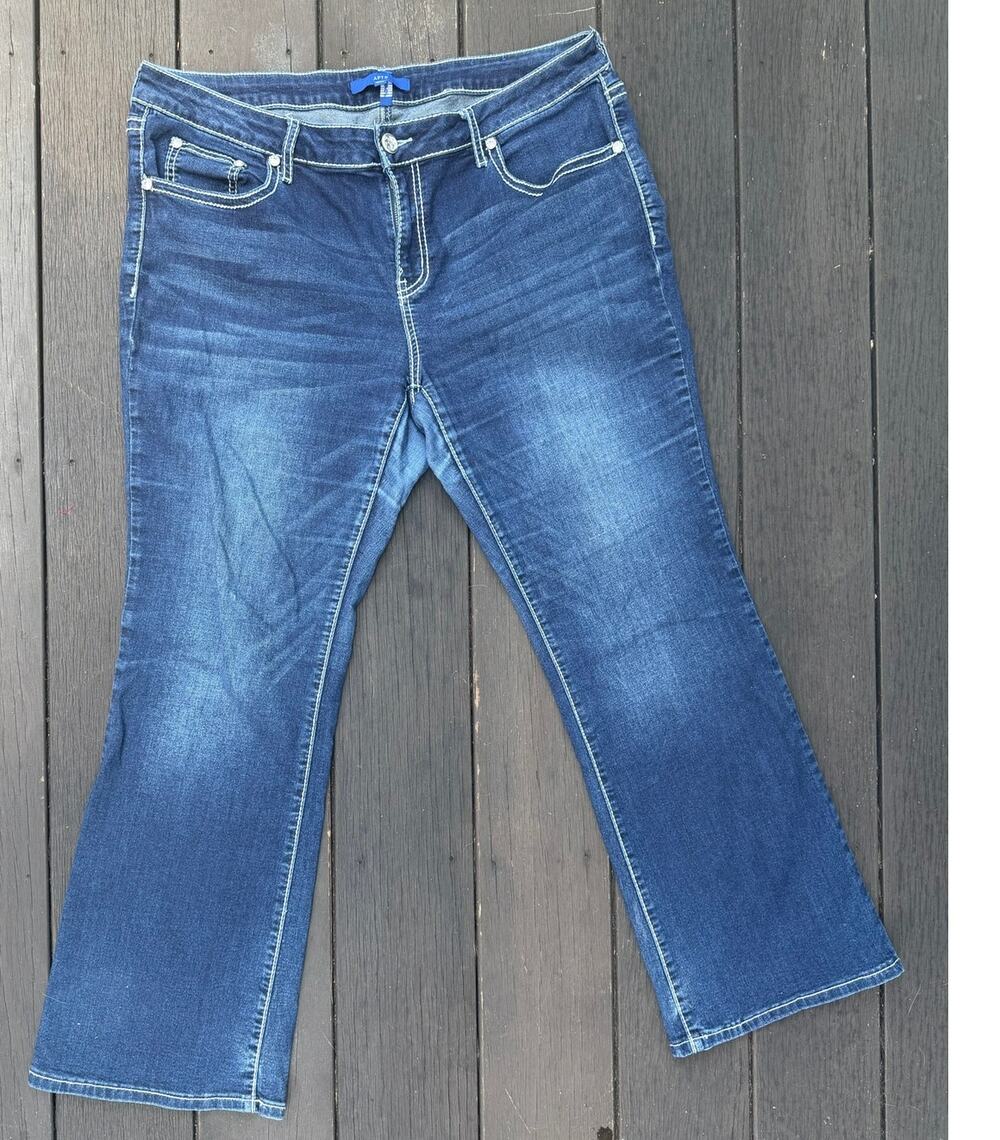 APT. 9 Jeans Womens 16W Short Bootcut Rhinestone Embellished Y2K Dark Wash